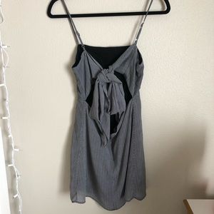 Squareneck Pinstripe Mini Dress